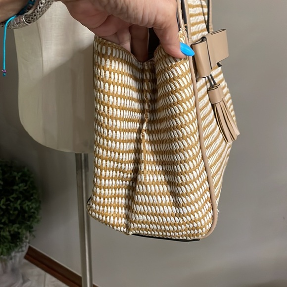 NANETTE LEPORE ARABELLE ‘paper’ straw shoulder bag / purse wht cream tassels bow - Picture 7 of 17